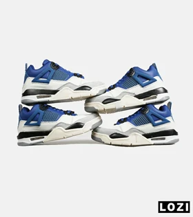 کتانی ساق‌دار زنانه و مردانه آبی سفید Nike air jordan 4