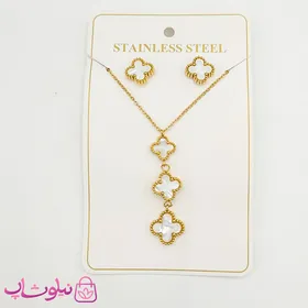 ست گوشواره و گردنبند دخترانه ونکلیف سفید