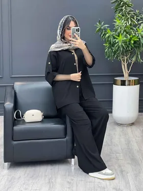 ست مانتو شلوار آستین پاگن تک جیب