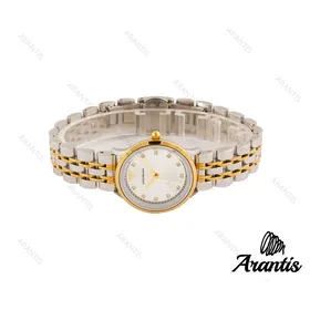 ساعت امپریو آرمانی زنانه دو رنگ طلایی صفحه نقره ای شماره نگین w-6345
