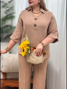 تونیک دبل فیس دکمه چوبی 3320