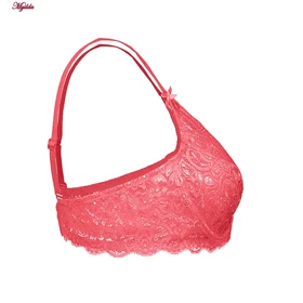 سوتین زنانه لین مدل فشن تمام تور سرخابی کد 4680-615