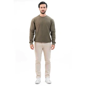پلیور بافت یقه گرد رگولارفیت مردانه - 03252158