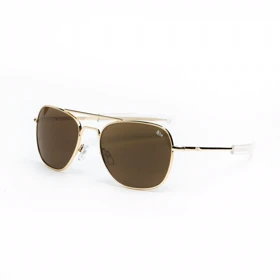 عینک آفتابی مردانه American Optical AO Pilot با طراحی کلاسیک خلبانی، فریم فلزی طلایی و لنز تیره؛ انتخابی اصیل برای استایل‌های کلاسیک و ماندگار (طلایی عدسی قهوهای)