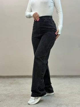 شلوار جین نیمبگ ذغالی تیره 6168