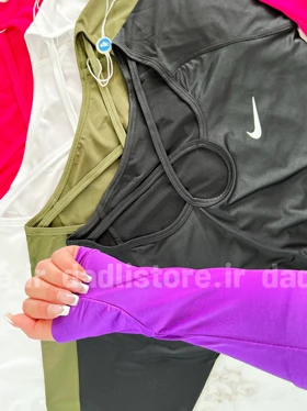 کراپ تاپ ورزشی آستین دار فینگر دار نایکی Nike