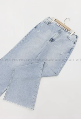 شلوار جین wide legلبه ریش
