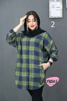 مانتو چهارخونه بغل جیب