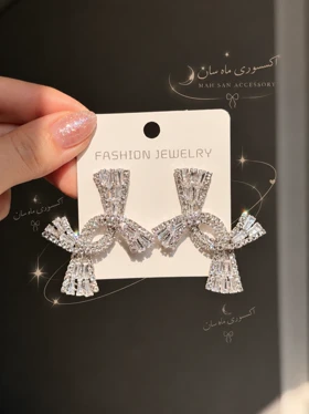 گوشواره جواهری عروس نگین‌دار کد JW0017