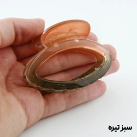 کلیپس دخترانه مدل بیضی ساده دو رنگ کوچک (سبز تیره)