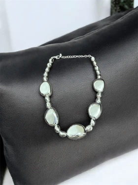 گردنبند آیینه ای طرح سنگی کد 3336015