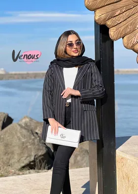 کت راه راه یقه انگلیسی