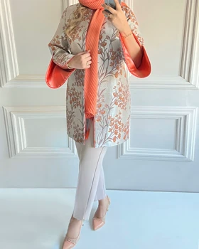مانتو شکوفه ژاکارد ترک