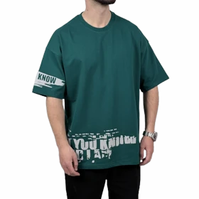 تیشرت آستین کوتاه مردانه سبز دونخ مدل KNOW