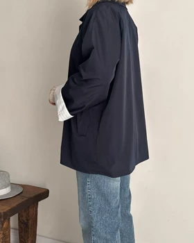 ترنچ کت Fly سرمه ای (قد کوتاه)