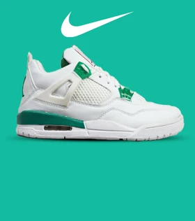 کتانی ساق‌دار مردانه سفید سبز Nike air jordan 4 مدل 5656