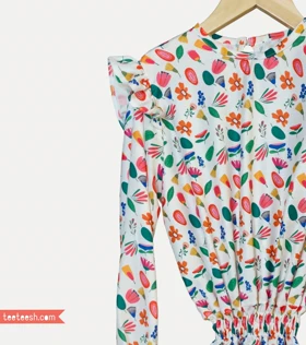 پیراهن سفید طرح گل‌دار