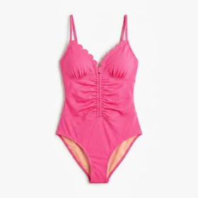 مایو یک‌تکه زنانه CUPSHE مدل Deep Pink Scalloped Ruched One Piece