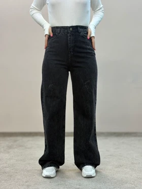 شلوار جین نیمبگ ذغالی تیره 6168