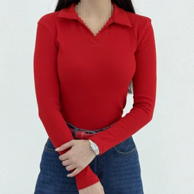 بلوز زنانه یقه شکاری کبریتی | آی بولک