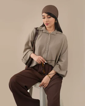 شومیز اسلپ شکلاتی روشن کد 30294