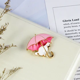 گل سینه زنانه مدل گربه زیر چتر کد G_Lnd_518