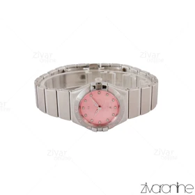 ساعت امگا کانسلیشن زنانه نقره ای ایندکس نگین‌دار صفحه صورتی 105412
