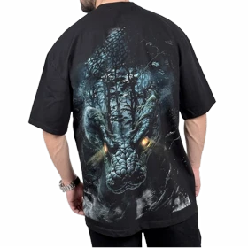 تیشرت آستین کوتاه مردانه مشکی مدل مار