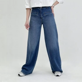 شلوار جین بگی زنانه آبی تیره