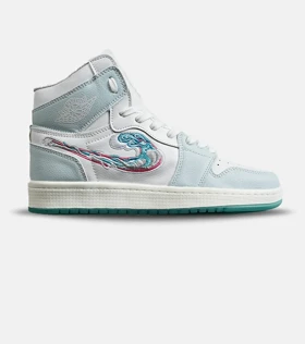 کفش کتانی ساق‌دار مردانه و زنانه سفید آبی نایک NIKE jordan 1 مدل 8120