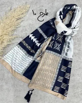 شال نخی میکس سرمه ای 3693