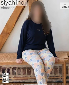 بلوز و شلوار بیگ سایز siyah inci کد 24824