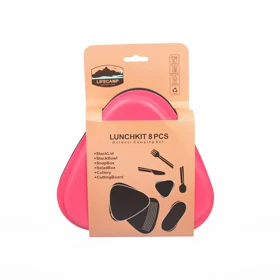 ست ظرف مثلثی 8 تیکه لایف کمپ LIFE CAMP LunchKit (قرمز)