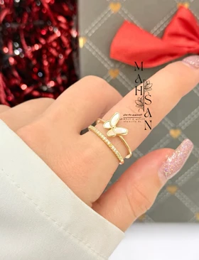 انگشتر زنانه پروانه و نگین کد X7082 هدیه خاص و جذاب دخترانه
