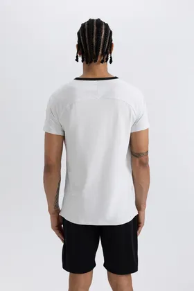 تیشرت پارچه ای سنگین DeFactoFit Standard Fit Crew Neck Athlete C1488AX24SM