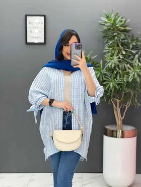 مانتو پانچ طرح دار آستین بند دار