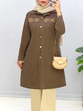 مانتو بلند کتان تکتم کد 458279