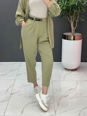 ست مانتو شلوار لینن کمربند Dior
