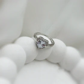 انگشتر قلب جواهری استیل (برای الماس زندگیت...)