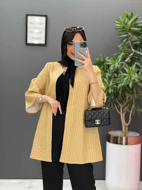 مانتو ژاکارد حصیری یقه گرد