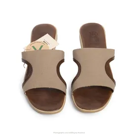 صندل ار گازولین کرم شکلات برزنتی - GAAZOLIN Er Sandals Kraft Canvas