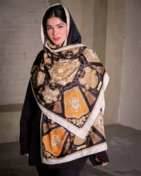 شال ابریشم ژاکارد هرمس طناب 20190