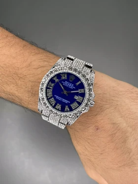 ساعت مچی رولکس دیت جاست فول نگین صفحه سرمه ای Rolex Datejust