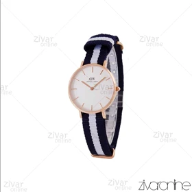 ساعت دنیل ولینگتون زنانه قاب رزگلد صفحه سفید بند سفید سرمه ای 104976