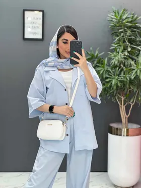 ست مانتو شلوار لینن تک جیب