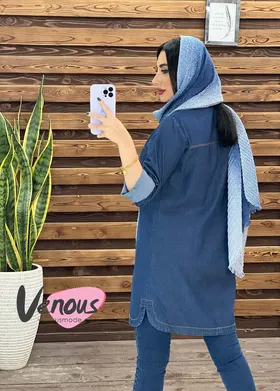 مانتو جین کاغذی دو جیب