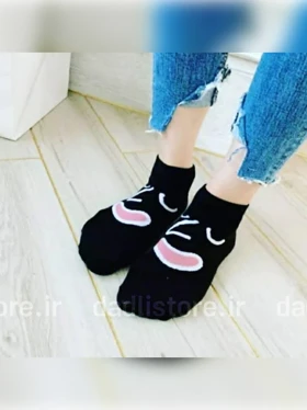 جوراب مچی نخ پنبه طرح میمیک صورت