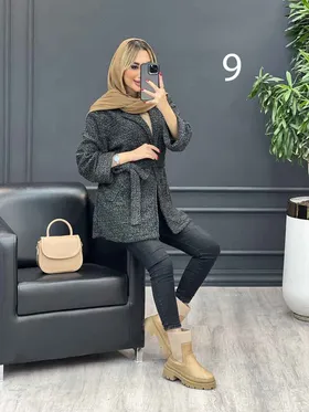 پالتو کمر دار آستین دوبل