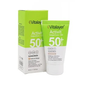کرم ضد آفتاب SPF50 پوست چرب اکتی ویت نچرال بژ ویتالیر 40 میل