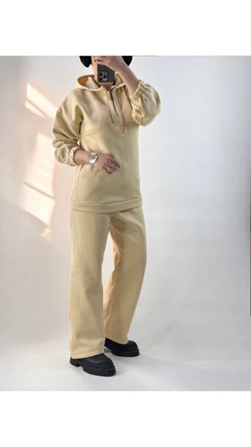 ست دورس و شلوار نیم زیپ زنانه 60040